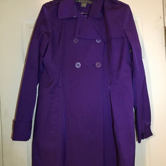 Kenneth Cole Reaction Purple Trench Coat M - Picture 1 of 3